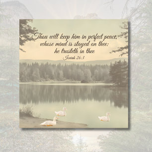 Perfect Peace Isaiah 26:3 Vintage Lake Scene Canvas Print
