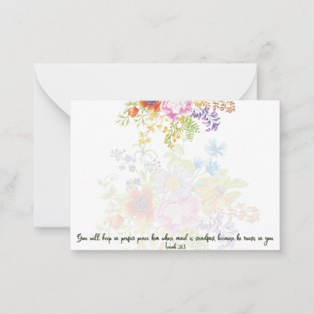 Perfect peace spring watercolor floral note card (Front)