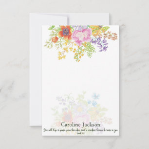 Perfect peace watercolor floral personalized note card