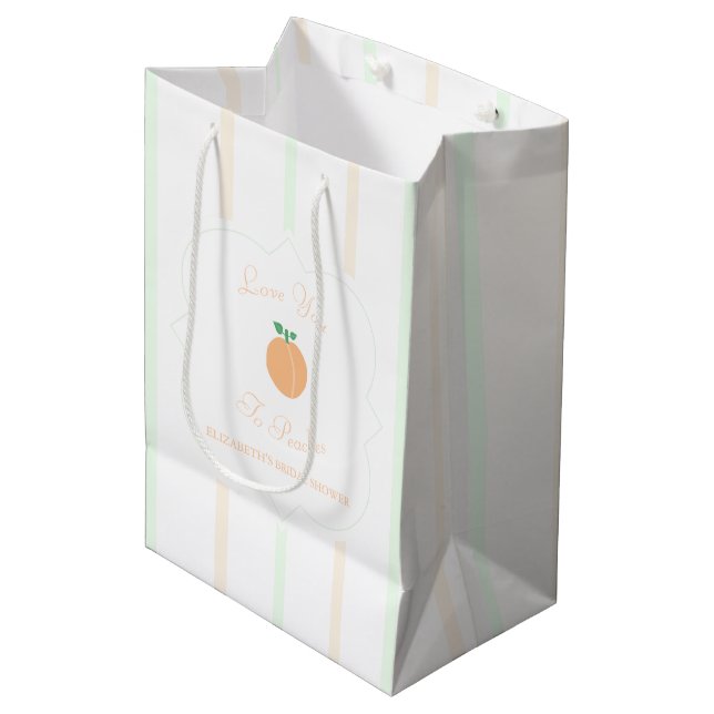 Perfect Peach Bridal Shower Medium Gift Bag (Front Angled)