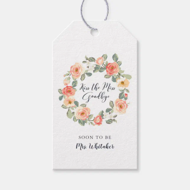Perfect Peach Floral Bridal Shower Favor Gift Tags | Zazzle