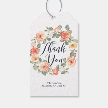 Perfect Peach Floral Thank You Favor And Gift Tags by lilanab2 at Zazzle
