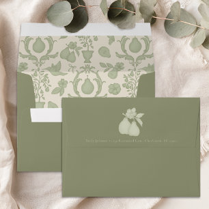 Perfect Pear Bridal Shower Blue Damask Envelope