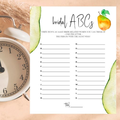 Perfect Pear _ Bridal Shower _ Bridal ABCs Game