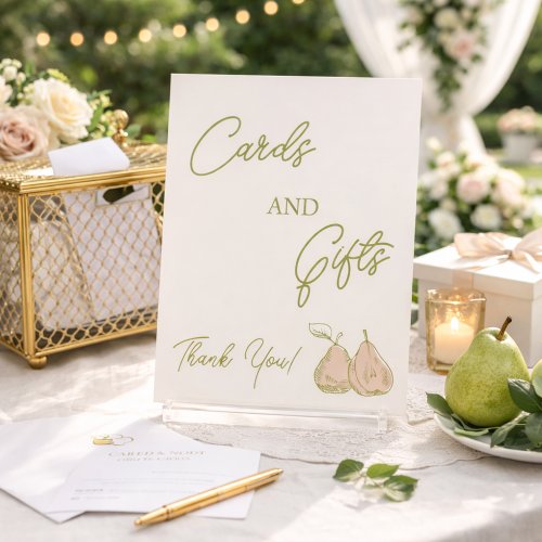 Perfect Pear Bridal Shower Cards and Gifts Pedestal Sign