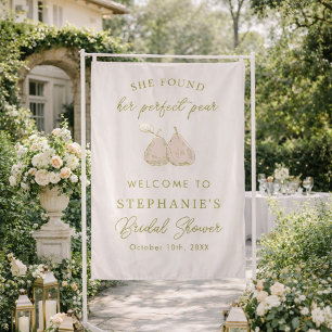 Perfect Pear Bridal Shower Fabric Welcome Sign Tapestry