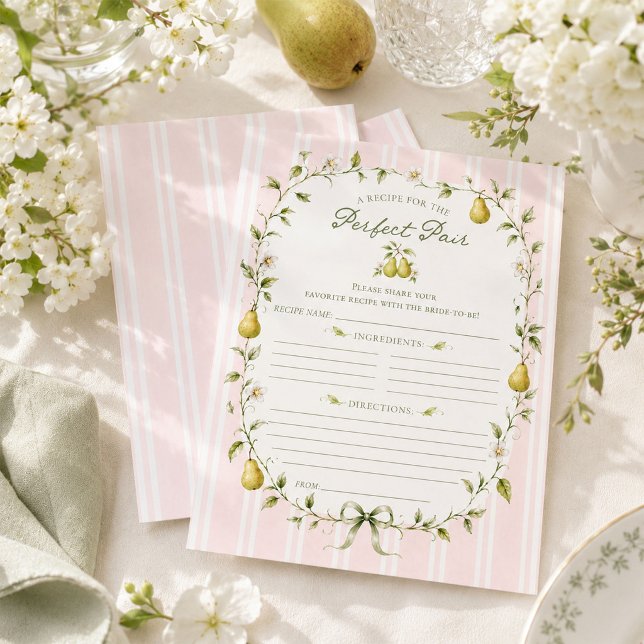 Perfect Pear Bridal Shower Recipe Card (Creator Uploaded)