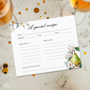 Perfect Pear Bridal Shower Recipe Card
