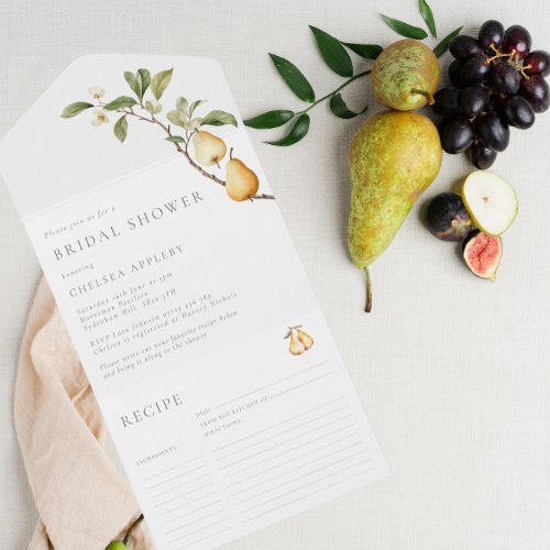 Perfect Pear Bridal Shower Recipe Card Tear off 