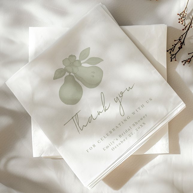 Perfect Pear Bridal Shower Thank You Luncheon  Napkins (Thank you napkin)