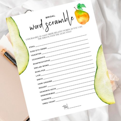 Perfect Pear _ Bridal Word Scramble Game