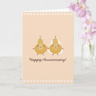 Perfect Pear Cute Cartoon Couple Happy Anniversary Card