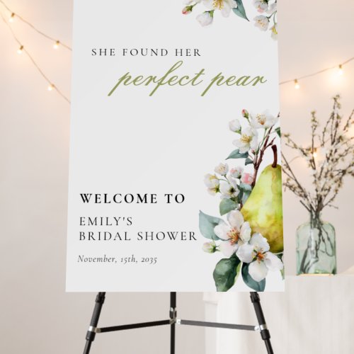 Perfect Pear Floral Bridal Shower Welcome Sign