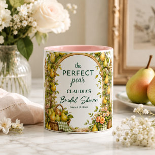 Perfect Pear Green Gingham Bridal Shower Favor Two-Tone Coffee Mug