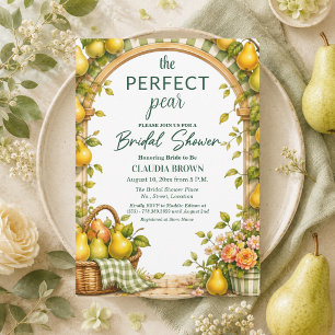 Perfect Pear Green Gingham Bridal Shower Invitation