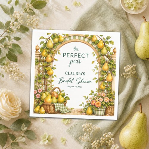 Perfect Pear Green Gingham Bridal Shower   Napkins