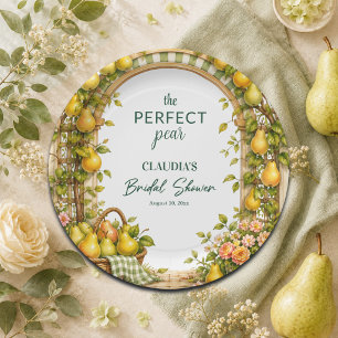 Perfect Pear Green Gingham Bridal Shower Paper Plates