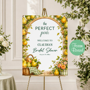 Perfect Pear Green Gingham Bridal Shower Welcome Foam Board