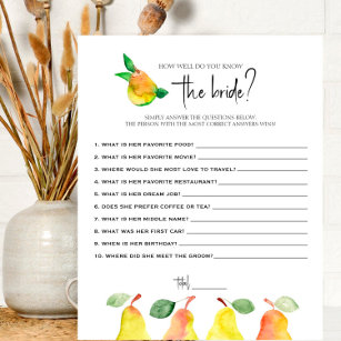 Perfect Pear - How Well Do You Know The Bride Game
