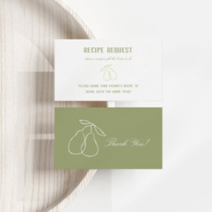 Perfect Pear Modern Bridal Shower Recipe Enclosure Card