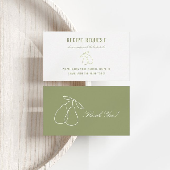 Perfect Pear Modern Bridal Shower Recipe Enclosure Card (Creator Uploaded)