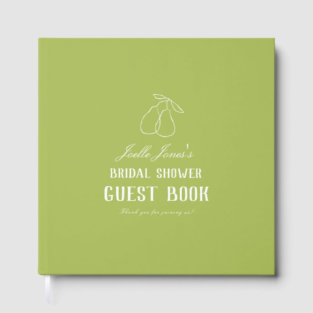 Perfect Pear Modern Custom Bridal Shower Foil Guest Book (Front)