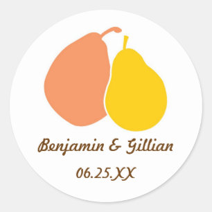 Perfect pear orange wedding favor name tag label
