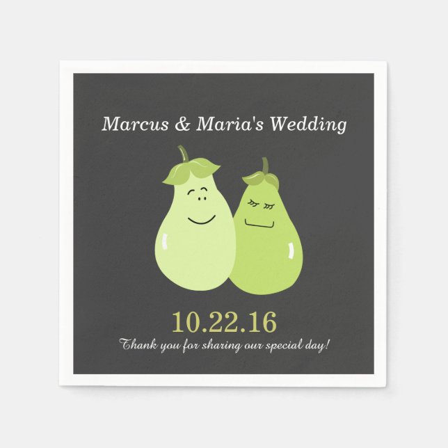 Perfect Pear Pair Bride/Groom Wedding Napkins (Front)
