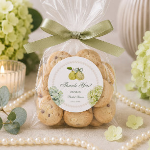 Perfect Pear Pair Green Hydrangea Bridal Shower Classic Round Sticker