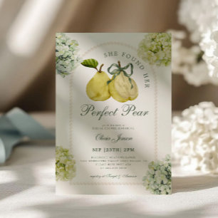 Perfect Pear Pair Green Hydrangea Bridal Shower Invitation