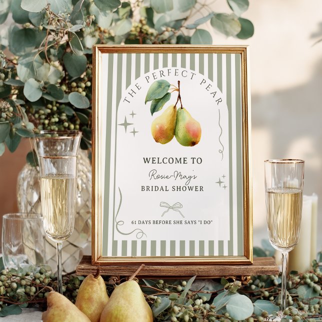 Perfect Pear Retro Old Money Bridal Shower Welcome Poster (Perfect Pear Retro Old Money Bridal Shower Welcome Poster)