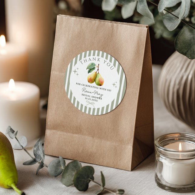 Perfect Pear Retro Old Money Pair Bridal Shower Classic Round Sticker (Perfect Pear Retro Old Money Pair Bridal Shower Classic Round Sticker)