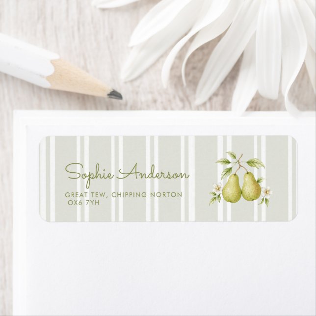 Perfect Pear Sage Green Bridal Shower  Label (Insitu)