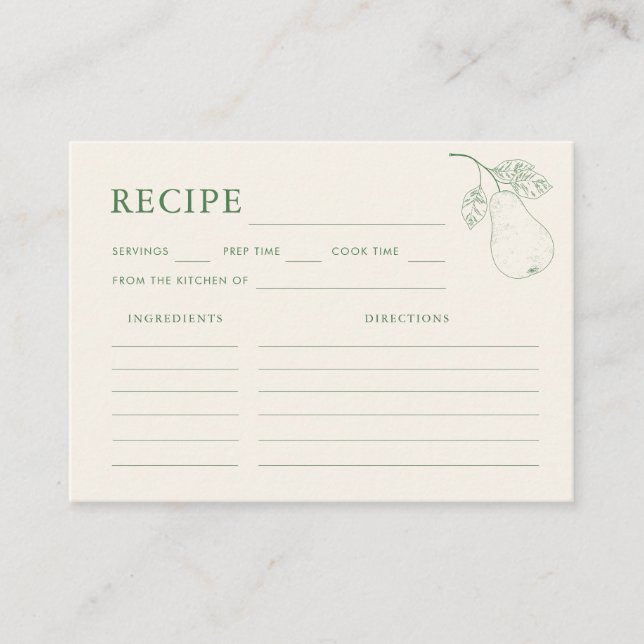 Perfect Pear Share the Recipe Bridal Shower Enclosure Card (Front)