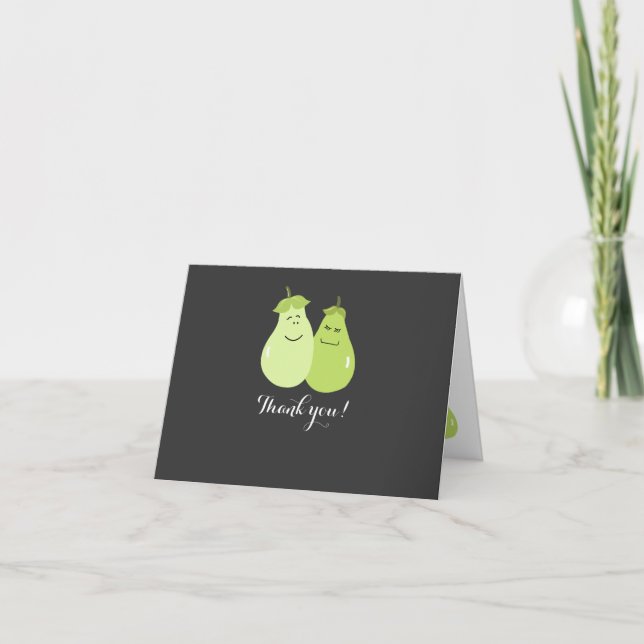 Perfect Pear Wedding Couple Thank you Note Card (Front)