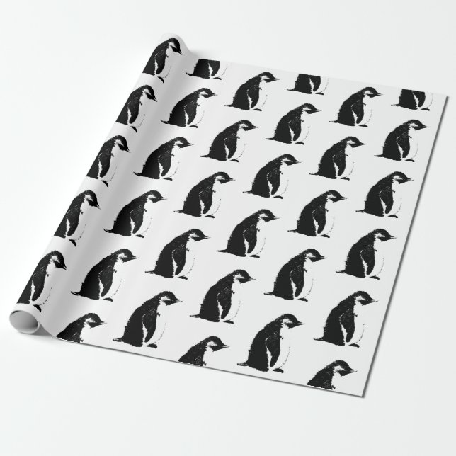 Perfect Penguin Wrapping Paper (Unrolled)