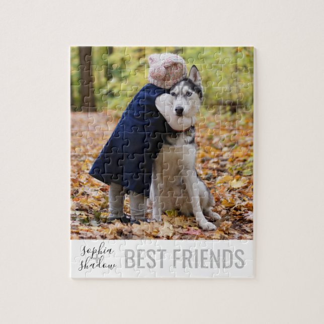 Perfect Pet Best Friends Personalized Names Photo Jigsaw Puzzle (Vertical)