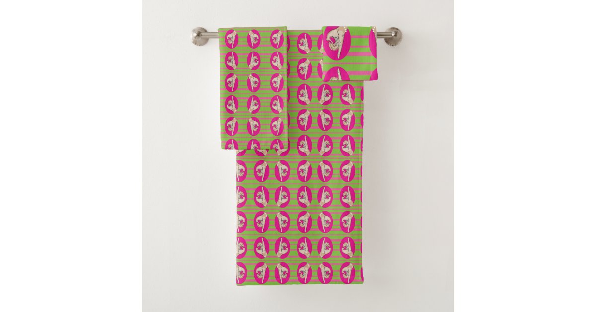 Perfect Pink and Green Bath Towel Set | Zazzle
