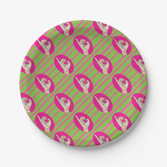 Perfect Pink and Green Forever Paper Plates (Front)