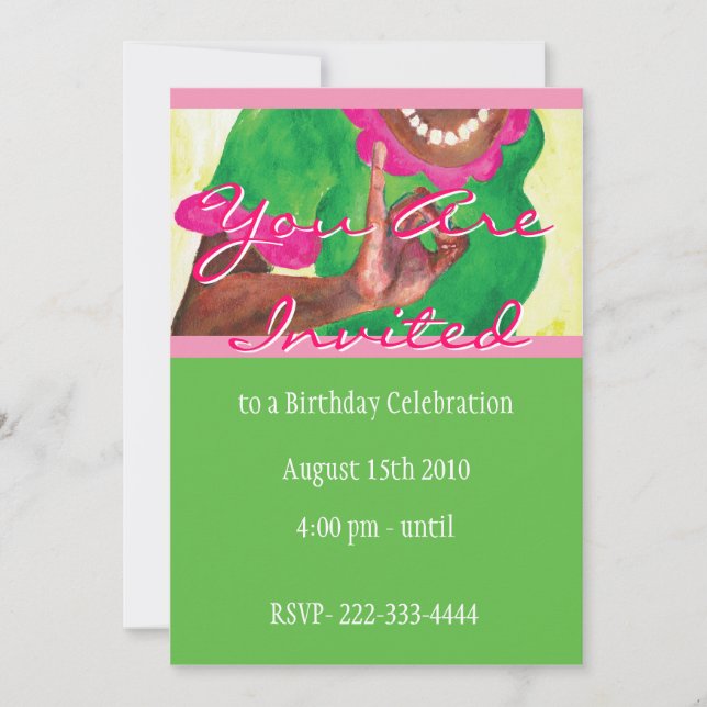 Perfect Pink and green Invitation (Front)