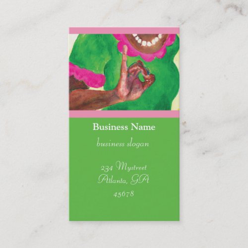 Pink and Green Sorority Cards Business Card Templates