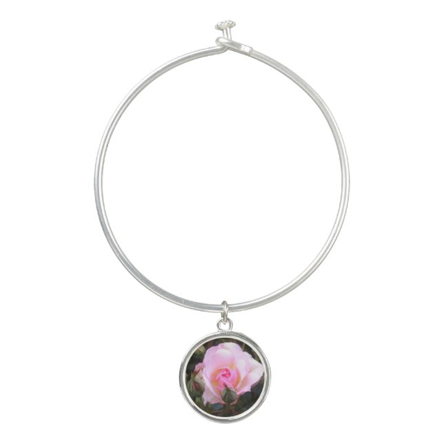 Perfect pink English Rose bangle charm Bracelet (Front)
