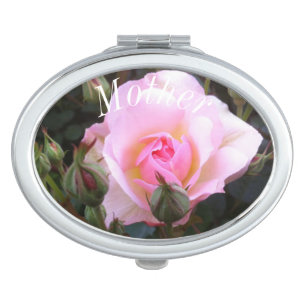 Perfect pink English Rose Compact Mirror