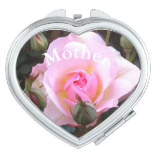 Perfect pink English Rose Compact Mirror