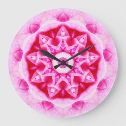 Perfect Pink Petals Geranium Fractal  Large Clock