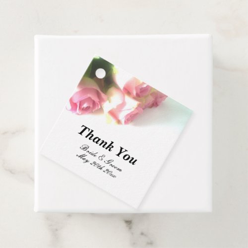 Perfect pink rose flower floral theme wedding favor tags