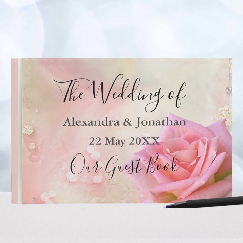 Perfect Pink Roses Wedding Guest Book
