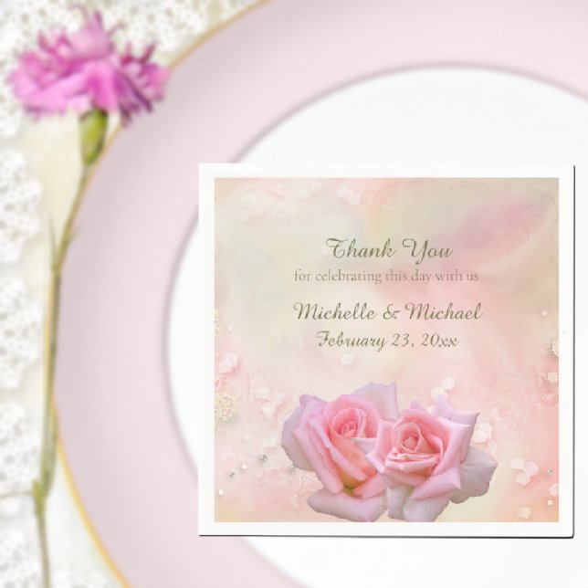 Perfect Pink Roses Wedding  Napkins (Creator Uploaded)