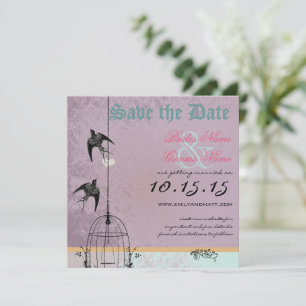 Perfect Plum Damask Bird Cage Save the Date