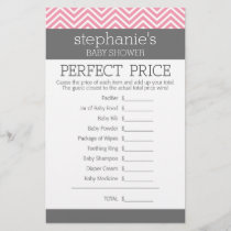 Perfect Price Game - Pink Chevrons Baby Shower